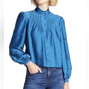Veronica Beard Blue Textured Blouse size 4